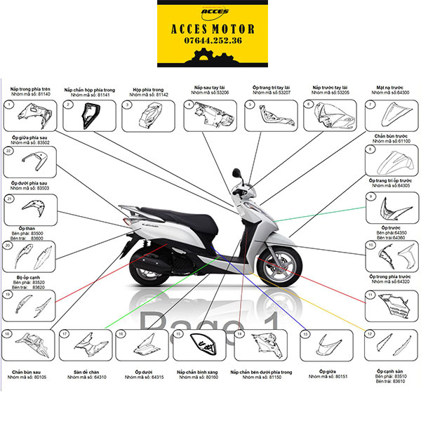Chi tiết trọn bộ dàn áo Honda Lead 125