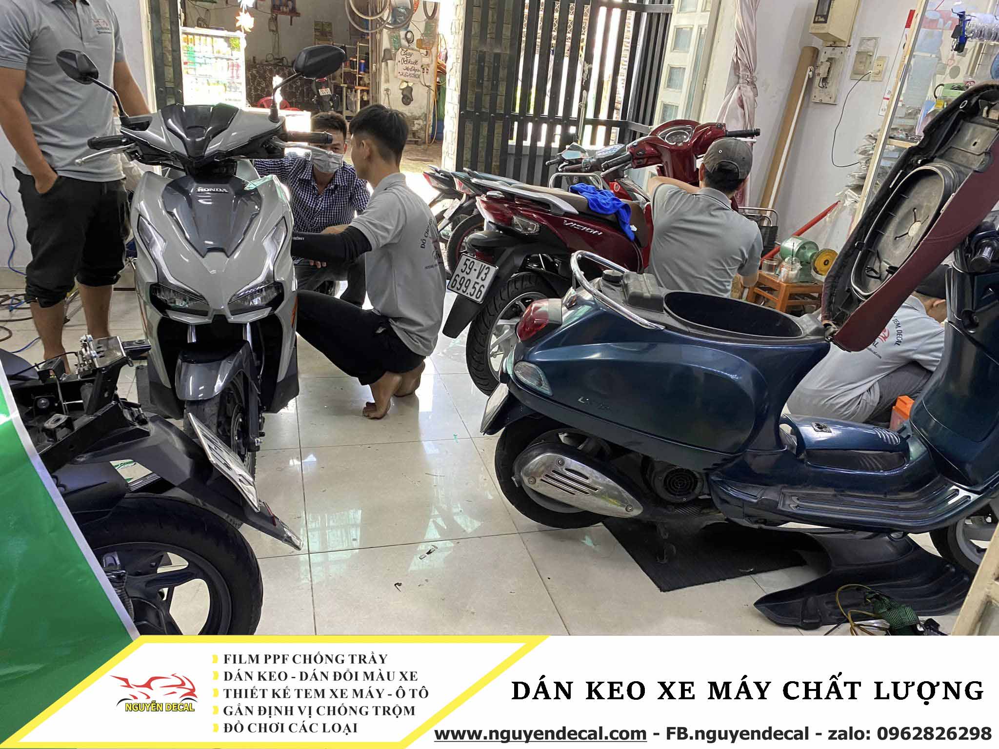 Dán keo xe máy chất lượng