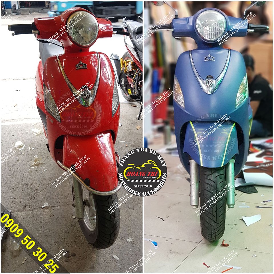 Hình ảnh trước và sau khi dán decal đổi màu xe