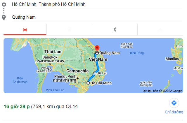 Từ Sài Gòn TPHCM đi Quảng Nam bao nhiêu km, mất bao nhiêu tiếng