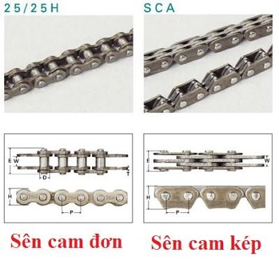 phân loại xích cam kép xe máy