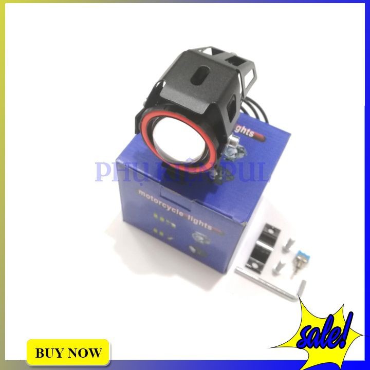 Đèn Trợ Sáng Cho Xe Máy U7 Có Lồng Kèm Công Tắc